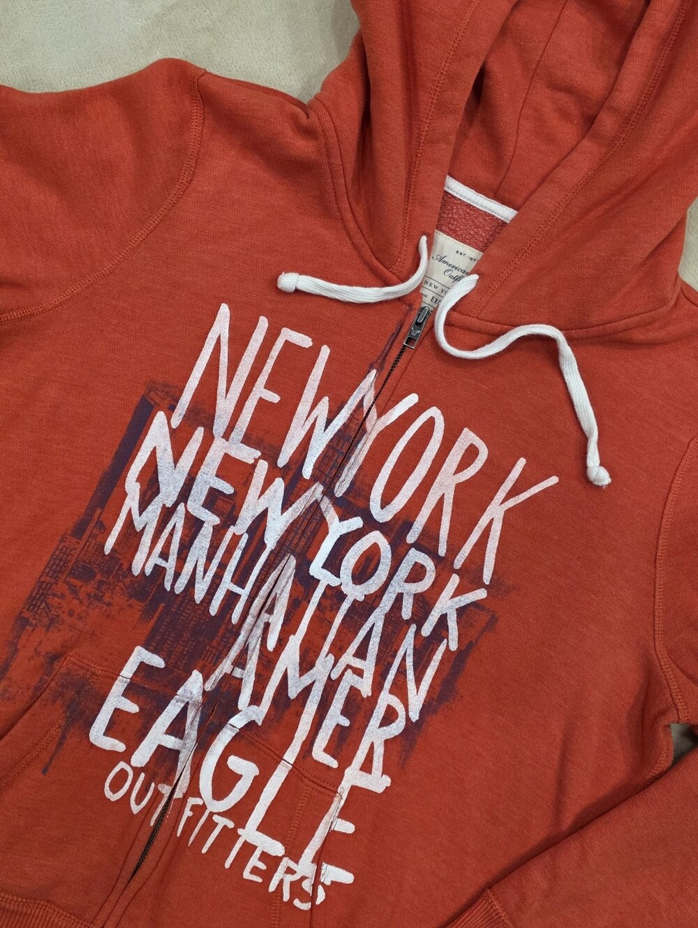 American Eagle Jacket Men's‎ XL Graphic Zip Up Hoodie Red Vintage Y2K 2010s